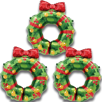 Фольгована кулька Різдвяний вінок 63x60см (24") | Новий рік, фото 2