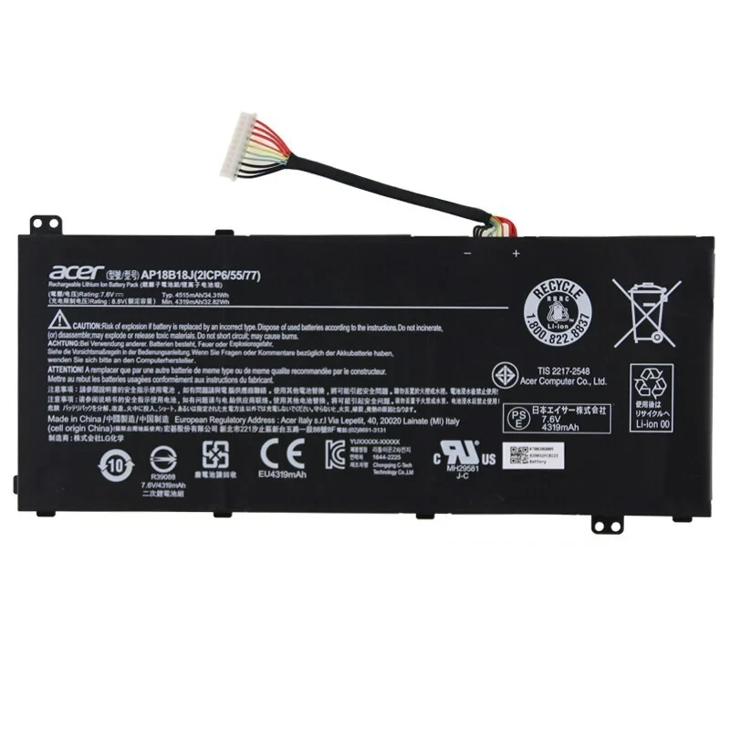 Оригінальна акумуляторна батарея для ноутбука Acer 15.2 V, 3220mAh, 48Wh - AC14B8K - АКБ