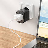Мережевий зарядний пристрій Hoco AC15 2 USB/Type-C 20 W чорний, фото 4