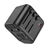 Мережевий зарядний пристрій Hoco AC15 2 USB/Type-C 20 W чорний, фото 7