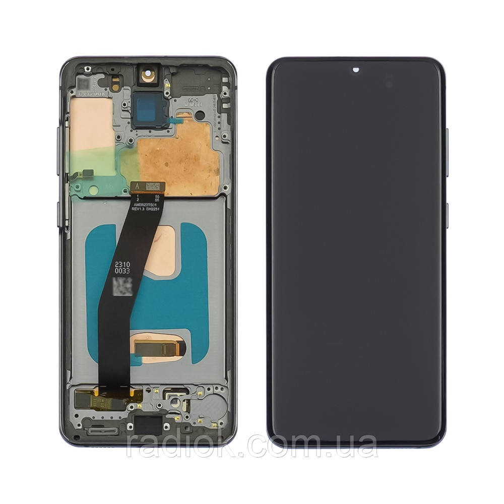 Дисплей для Samsung G980 Galaxy S20 з чорним тачскрином і сріблястою корпусною рамкою OLED