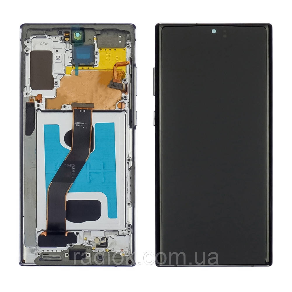 Дисплей для Samsung N975F Galaxy Note 10 Plus з чорним тачскрином і сріблястою корпусною рамкою OLED