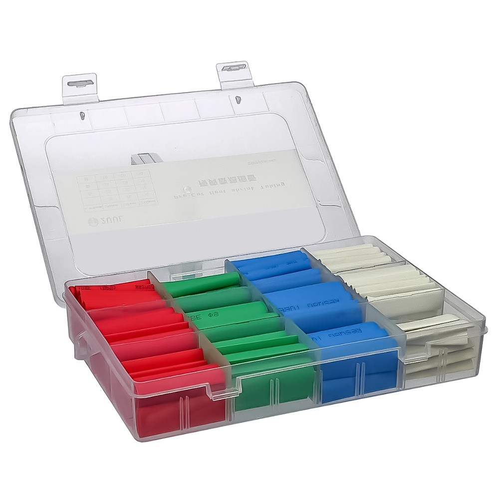 Набір термоусадкових трубок 2UUL 200 шт., 4 кольори, діаметр 6/8/10 мм у пластиковому боксі, фото 1