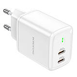 Мережевий зарядний пристрій Borofone BN9 2 Type-C PD 35 W білий, фото 3