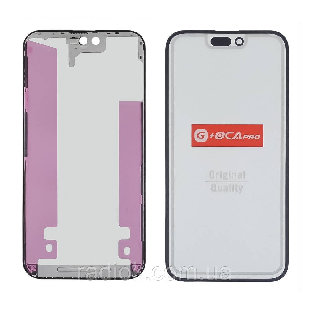 Скло тачскрина з OCA плівкою для Apple iPhone 14 Pro Max чорне G+OCA Pro, фото 1