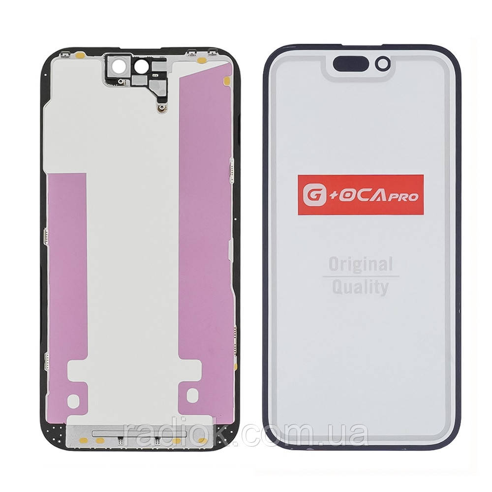 Скло тачскрина з OCA плівкою для Apple iPhone 14 Pro чорне G+OCA Pro, фото 1
