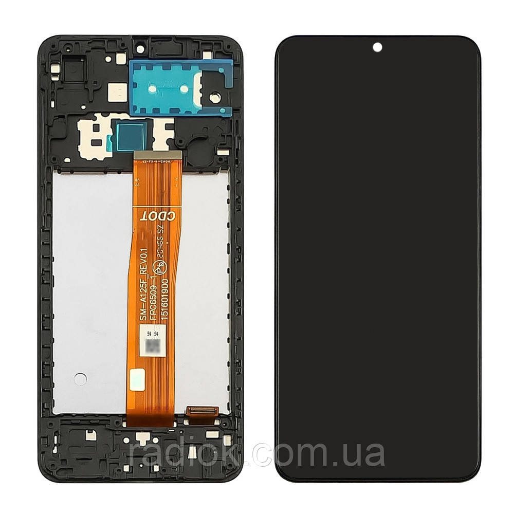 Дисплей для Samsung A022F Galaxy A02 (2021) з чорним тачскрином і корпусною рамкою