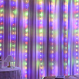 Світлодіодна гірлянда USB штора RGB, 3x2 м, 8 режимів, з пультом, фото 4