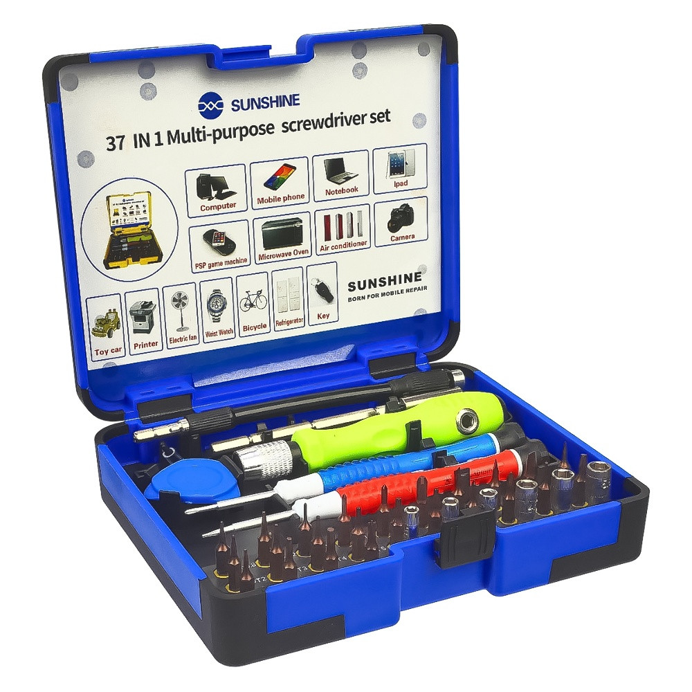 Набір інструментів Sunshine SS-5110 (ручка, 30 бітів, 2 подовжувачі, пінцет, викрутки +1.5, зірка 0.8, медіатор), фото 1