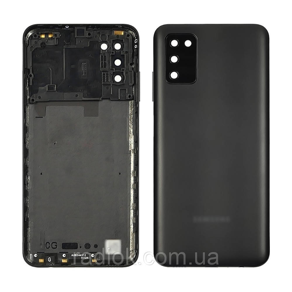 Задня кришка для Samsung A037 Galaxy A03s зі склом камери Black (чорна), фото 1