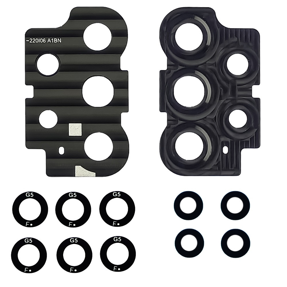 Скло камери для Samsung A536 Galaxy A53 (2022) (комплект 5 шт.) з чорною рамкою, фото 1