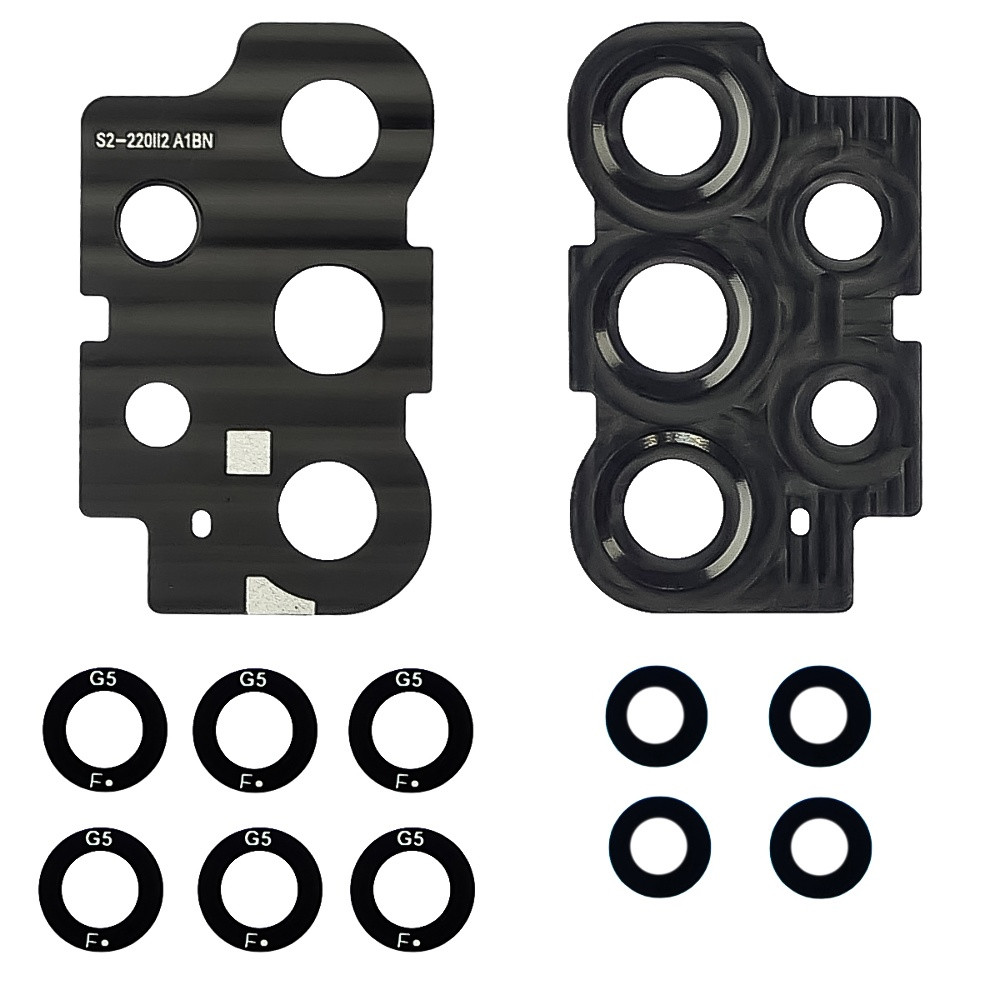 Скло камери для Samsung A736 Galaxy A73 (2022) (комплект 5 шт.) з чорною рамкою, фото 1