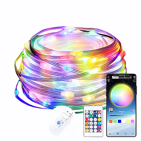 Smart RGB гірлянда-стрічка від USB 100 LED, 10 м, IP65, керування через додаток і пульт