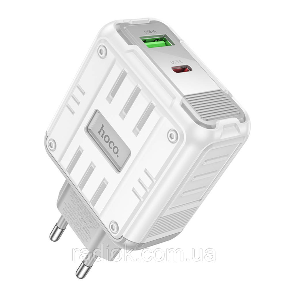 Мережевий зарядний пристрій Hoco C138A USB/Type-C PD 65 W white