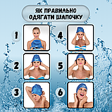 Шапочка для плавання довге волосся щоб не мокло, шапочка для плавання для дорослих Hechpro синя (1696), фото 11