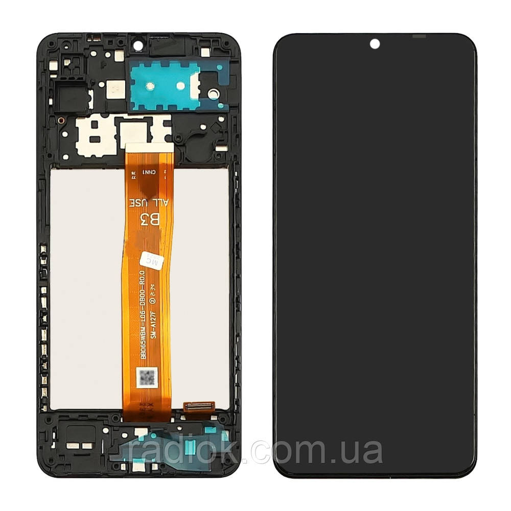 Дисплей для Samsung A127F Galaxy A12S (2021) з чорним тачскрином і корпусною рамкою