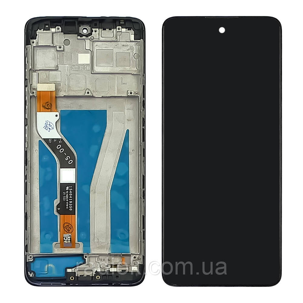 Дисплей для Motorola G60 (XT2135) з чорним тачскрином і корпусною рамкою