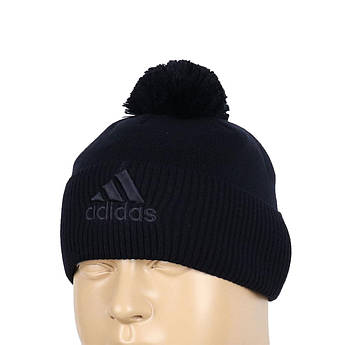 Чоловіча шапка з балабоном 0320 d.blue