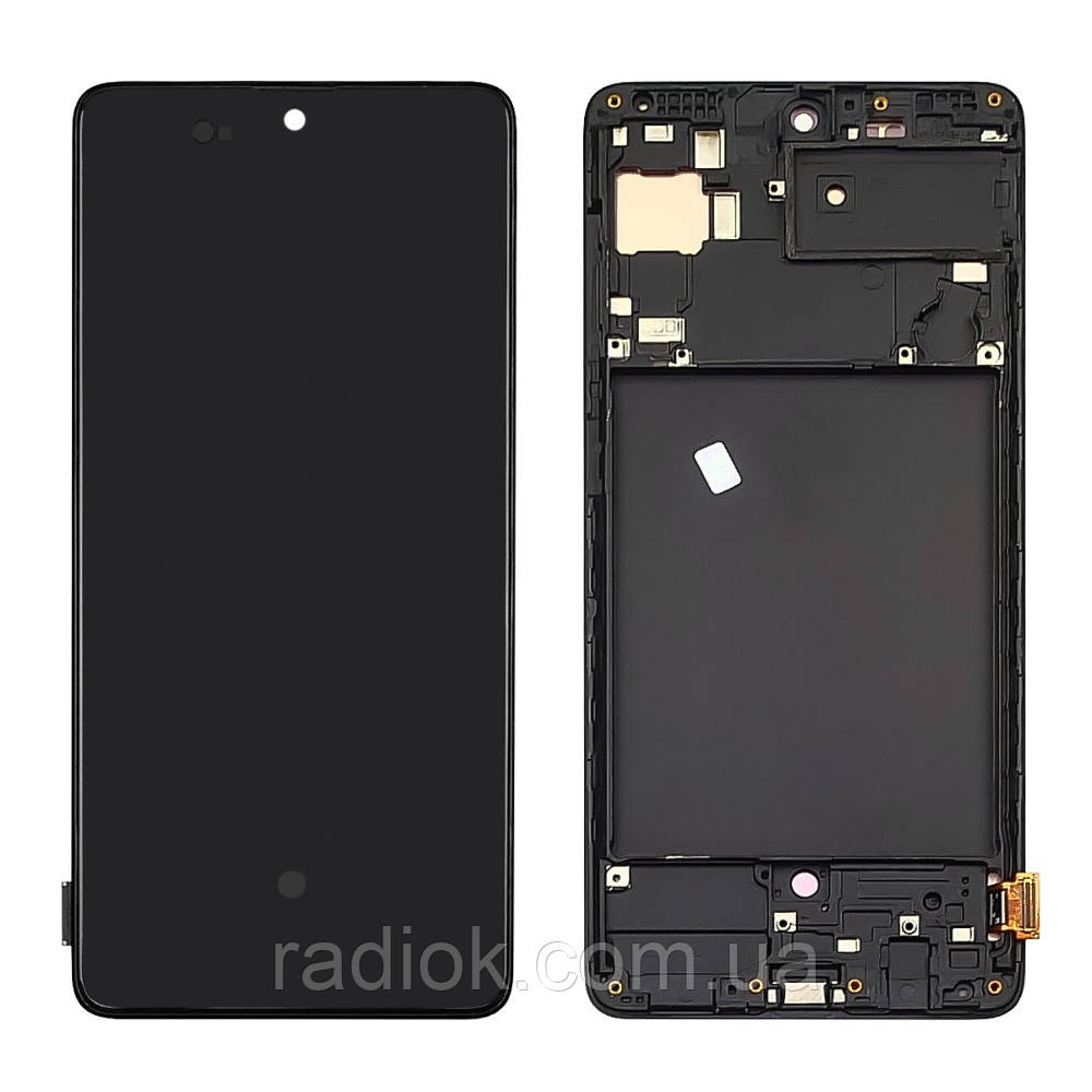 Дисплей для Samsung A715 Galaxy A71 (2020) з чорним тачскрином і чорною корпусною рамкою OLED