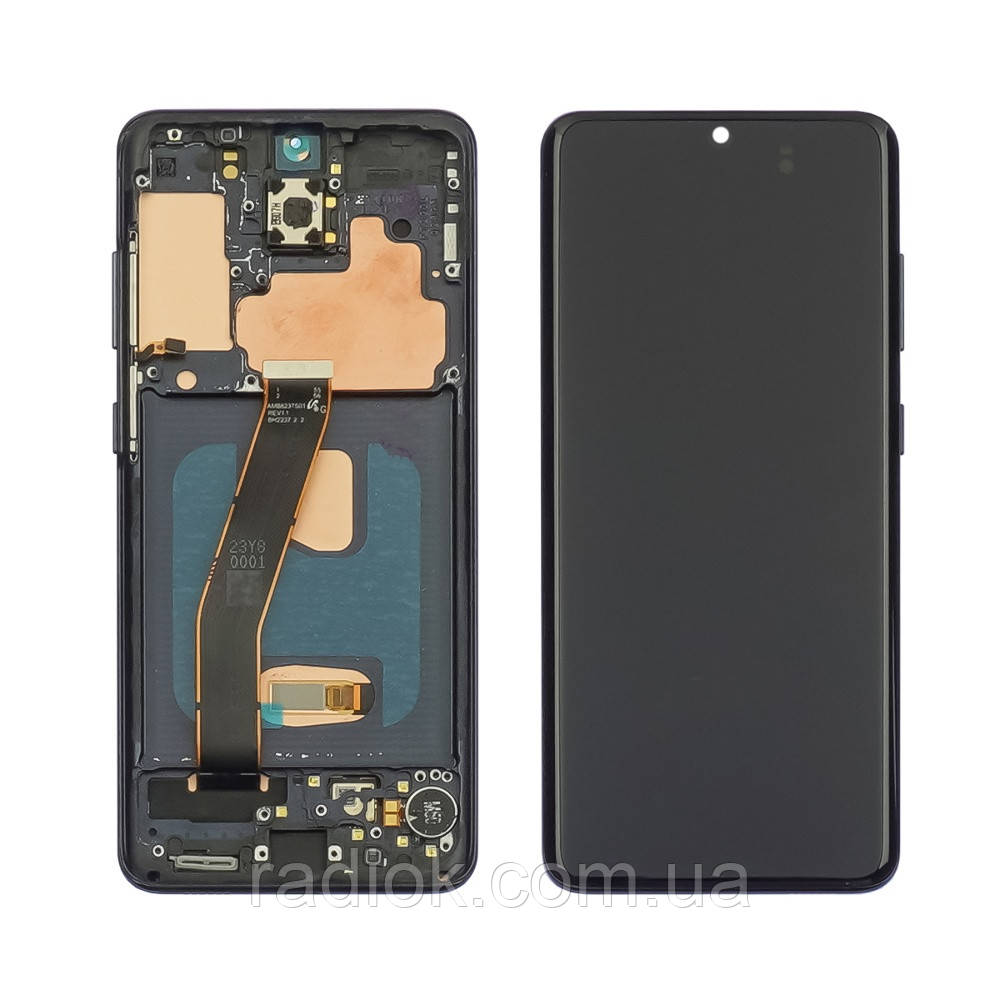 Дисплей для Samsung G980 Galaxy S20 з чорним тачскрином і чорною корпусною рамкою OLED