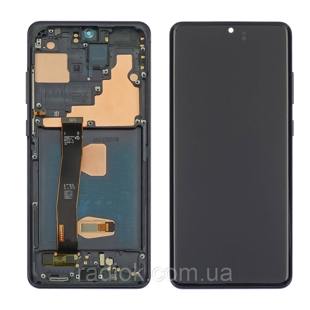 Дисплей для Samsung G988 Galaxy S20 Ultra з чорним тачскрином і чорною корпусною рамкою OLED