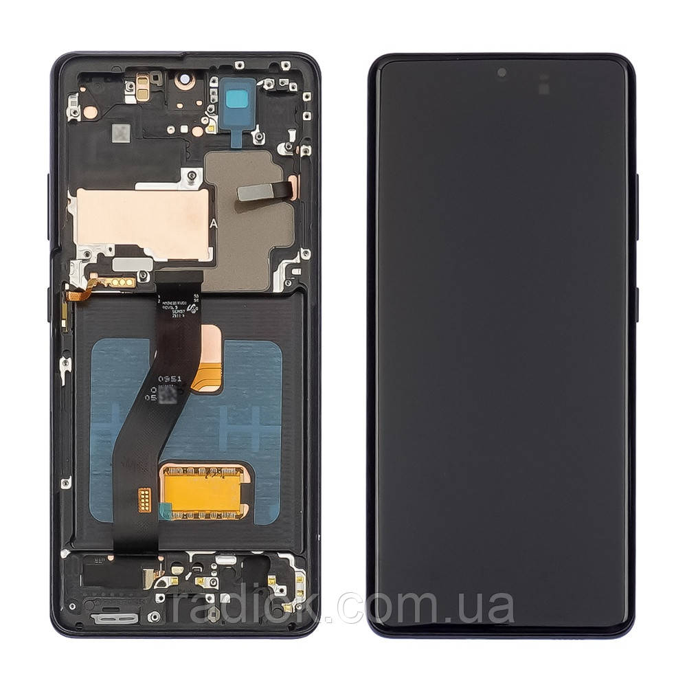 Дисплей для Samsung G998B Galaxy S21 Ultra з чорним тачскрином і чорною корпусною рамкою OLED
