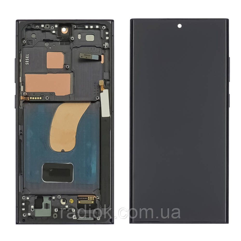 Дисплей для Samsung S918B Galaxy S23 Ultra з чорним тачскрином і чорною корпусною рамкою OLED, фото 1