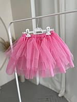 Шестишарова спідниця на дівчинку з фатину рожевого кольору р.86-146
