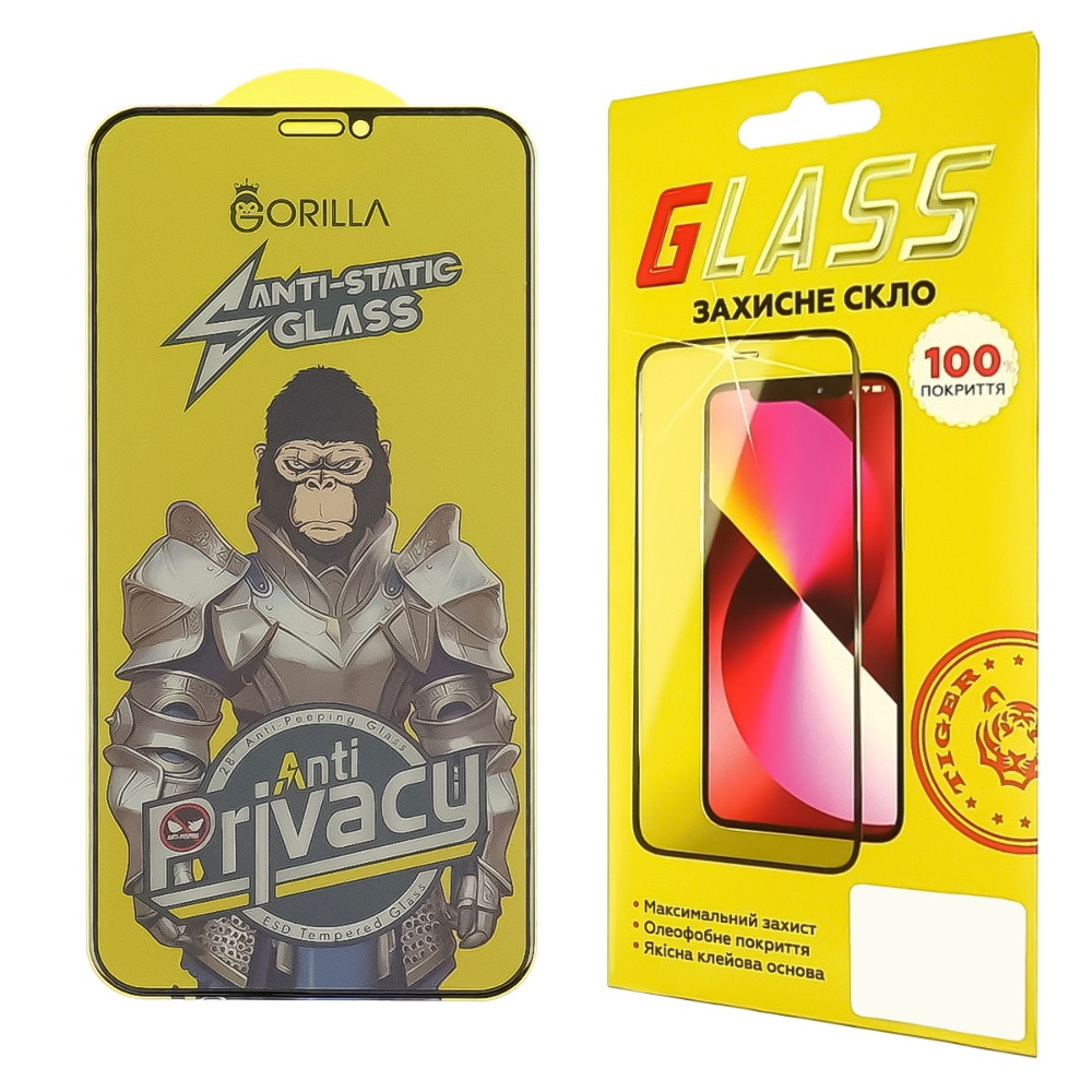 Захисне скло для Apple iPhone XR/11 Full Glue Anti-Static Privacy (0.3 мм, чорне), фото 1