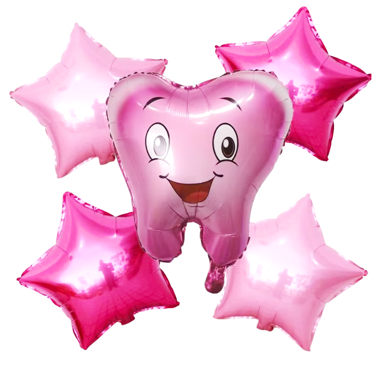 Набір фольгованих куль Зубчик рожевий, 5 шт