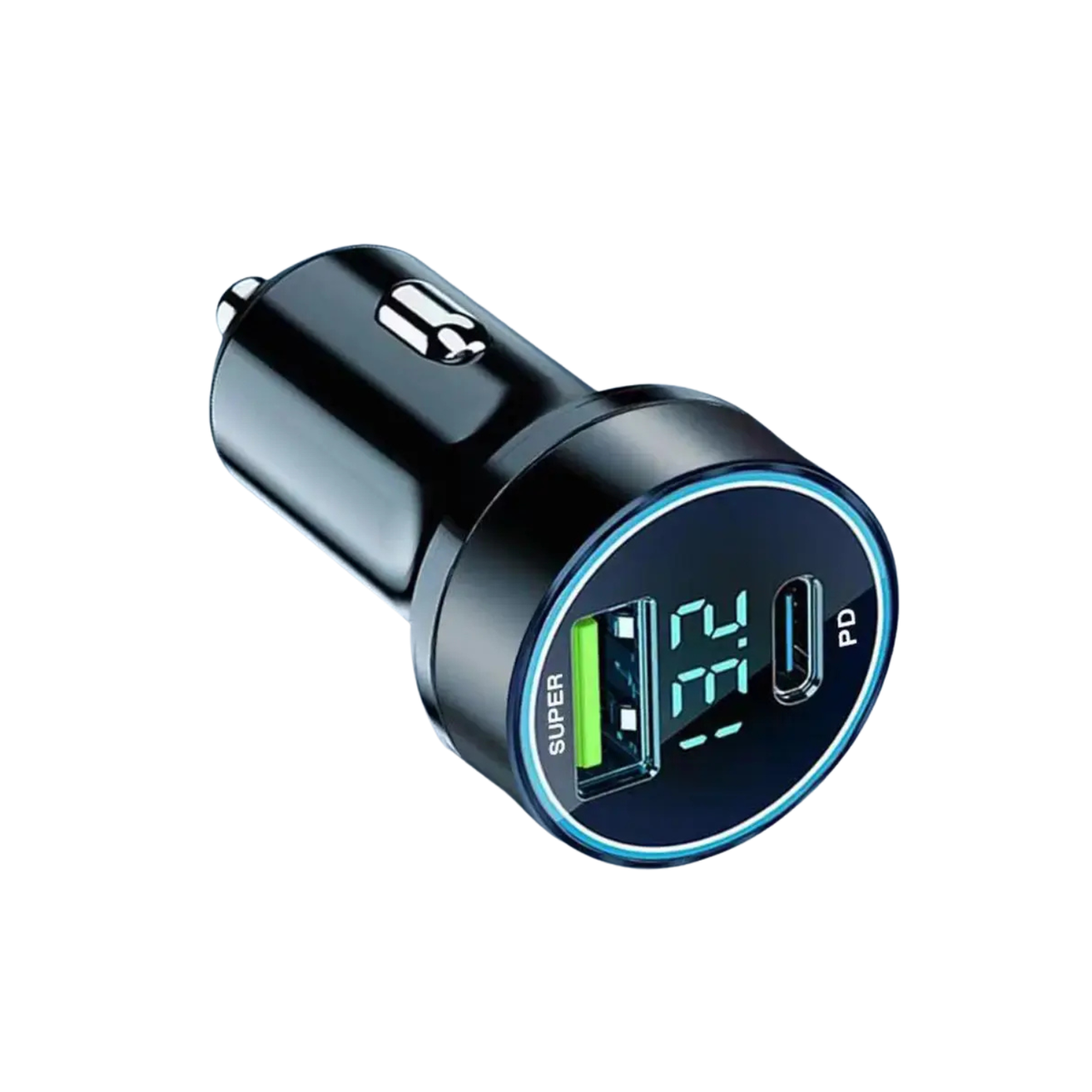 Автомобільна швидка зарядка BSmart 12 В/24 В з вольтметром у прикурювач 120W/20W USB/Type-C