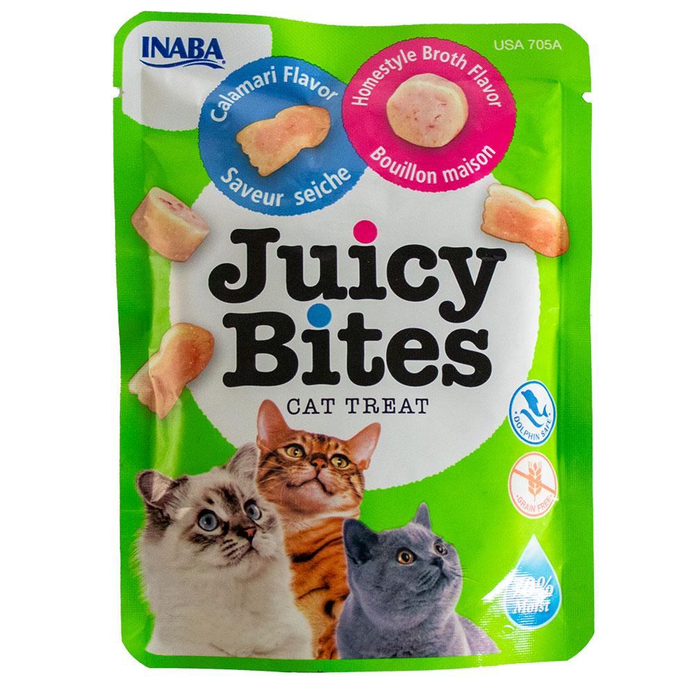 Inaba Juicy Bites лакомство для кошек сочные снеки со вкусом домашнего бульона и кальмаров 1 стик (11,3г)