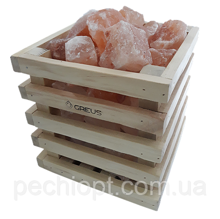 Корзинка Кубик Greus з гімалайської солі 4,5 кг для лазні та сауни, фото 1