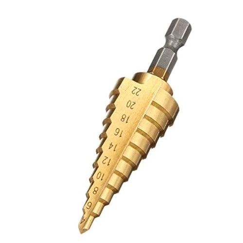 Ступенчатое сверло по металлу HSS 4-22 мм, 10 ступенів, 6-гранний хвостовик