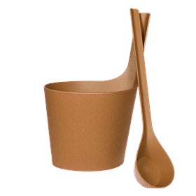 Комплект шайка + черпак Rento біокомпозит, коричневий