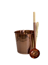 Набір GREUS сталь (шайка + черпак) бронза для лазні та сауни (Уцінений), фото 2