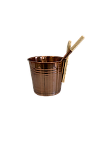 Набір GREUS сталь (шайка + черпак) бронза для лазні та сауни (Уцінений), фото 3