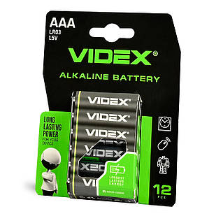 Батарейка лужна Videx LR03/AAA 12шт BLISTER