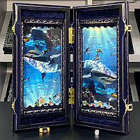 Нарди дерев'яні ручної роботи з рибками на магнітах 50х25см, фото 4