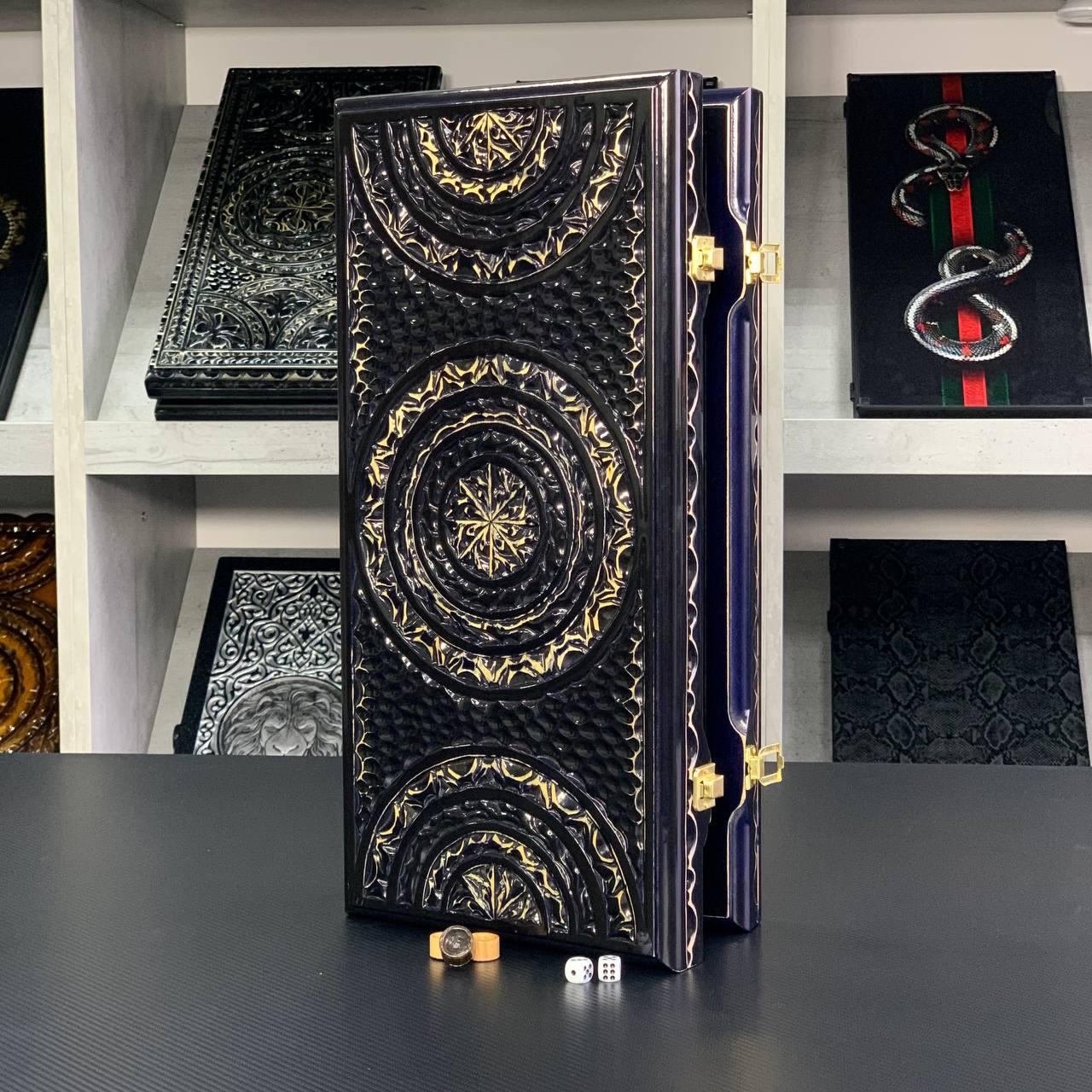 Нарди дерев'яні ручної роботи з рибками на магнітах 50х25см, фото 1