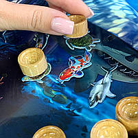 Нарди дерев'яні ручної роботи з рибками на магнітах 50х25см, фото 6