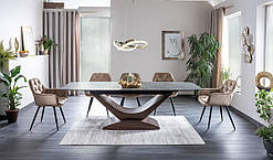 Стіл обідній DOLCE CERAMIC сірий мармур/горіх 180(240)X95