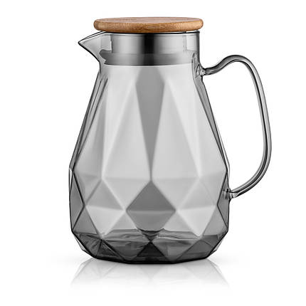Глечик із кришкою ARDESTO Graphite, 1500 мл, боросилікатне скло, бамбук, неіржавка сталь, сірий AR2615SG, фото 1