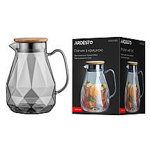 Глечик із кришкою ARDESTO Graphite, 1500 мл, боросилікатне скло, бамбук, неіржавка сталь, сірий AR2615SG, фото 3