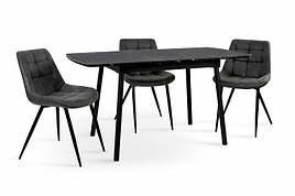 Стіл обідній розкладний в стилі модерн Соло 110 Мікс меблі, колір чорний + чорний мармур