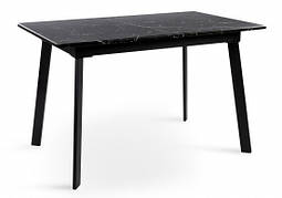 Стіл обідній розкладний на металевих ніжках Етна 120 Мікс меблі, колір чорний + стільниця чорний мармур