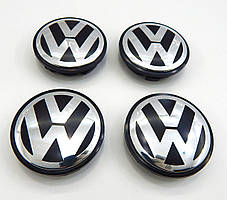 Ковпаки коліс Volkswagen (Чорні + Хром) 65 мм (4шт) Оригінал  3B7601171