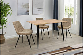 Стіл обідній нерозкладний на металевих ніжках Гейт Мікс меблі, колір чорний + дуб крафт золотий