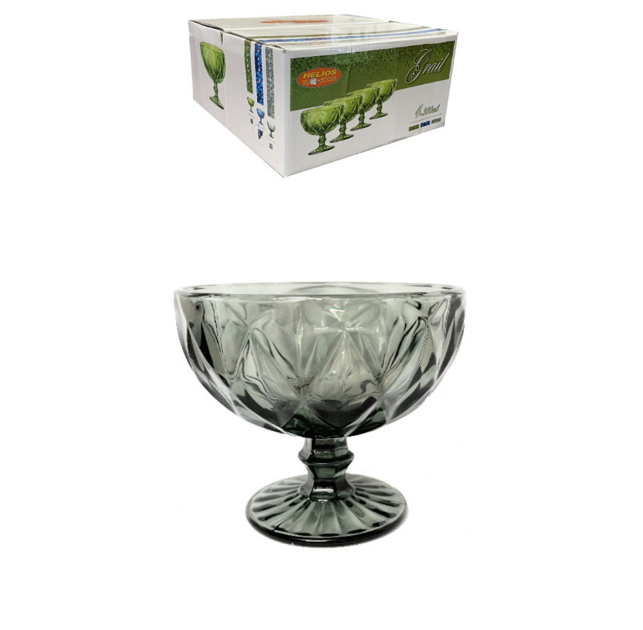 Набір чорних креманок "Кварц" 300 мл 4 шт (6436) HD, фото 1