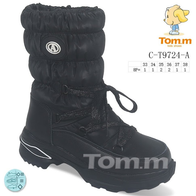 Дутіки Tomm 9724A black 36р